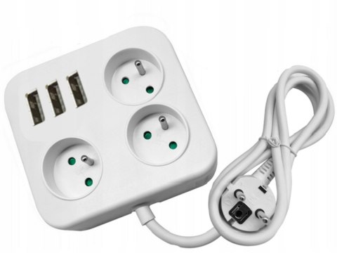 Przedłużacz 3g + 3 usb 2m
