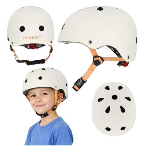 Kask rowerowy dla dziecka Trike Fix dziecięcy regulowany LED S 48-54cm beżowy