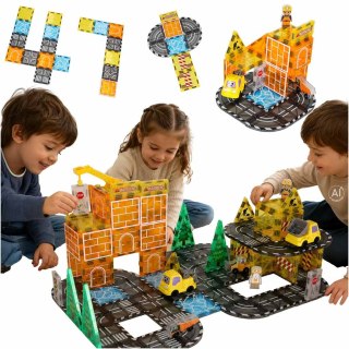Klocki magnetyczne konstrukcyjne 3D budowa maszyny budowlane 92 elementy