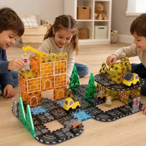 Klocki magnetyczne konstrukcyjne 3D budowa maszyny budowlane 92 elementy