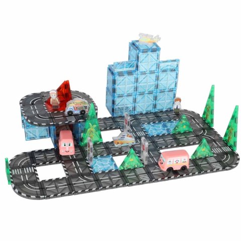 Klocki magnetyczne konstrukcyjne 3D miasto samochody 91 elementów