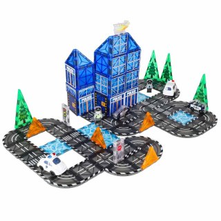 Klocki magnetyczne konstrukcyjne 3D policja radiowozy 91 elementów