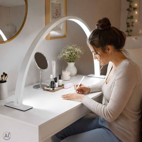Lampa kosmetyczna LED bezcieniowa biurkowa do manicure paznokci łuk biała