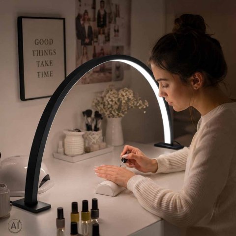 Lampa kosmetyczna LED bezcieniowa biurkowa do manicure paznokci łuk czarna