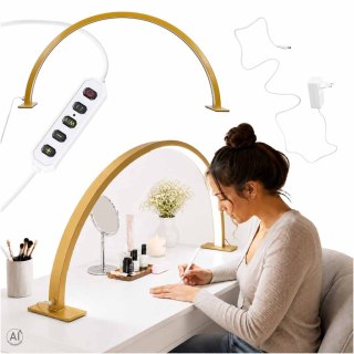 Lampa kosmetyczna LED bezcieniowa biurkowa do manicure paznokci łuk złota