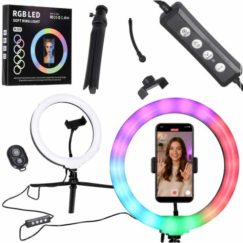 Lampa pierścieniowa do selfie LED RGB na statywie