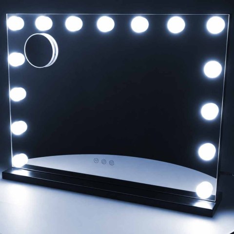 Lusterko do makijażu LED z 15 żarówkami kosmetyczne zoom x10 regulacja jasności