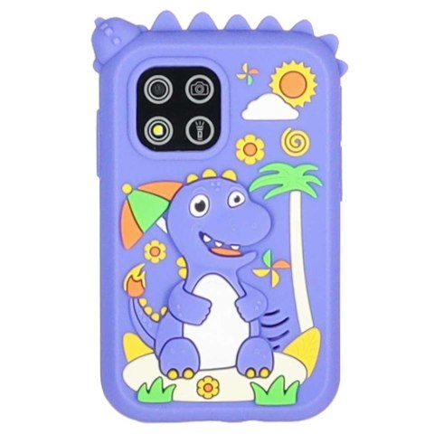 Telefon smartfon dla dzieci aparat kamera karta 8GB niebieski dinozaur