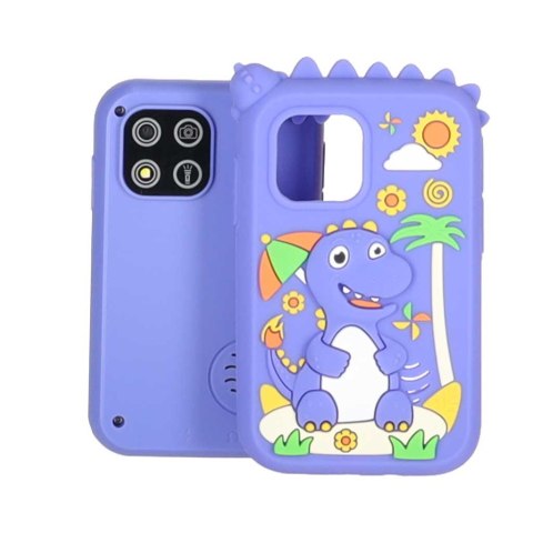 Telefon smartfon dla dzieci aparat kamera karta 8GB niebieski dinozaur