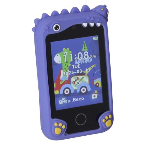 Telefon smartfon dla dzieci aparat kamera karta 8GB niebieski dinozaur