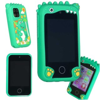 Telefon smartfon dla dzieci aparat kamera karta 8GB zielony dinozaur