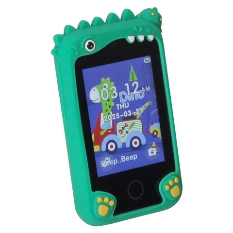 Telefon smartfon dla dzieci aparat kamera karta 8GB zielony dinozaur
