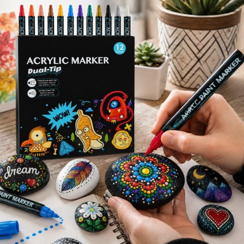 PISAKI AKRYLOWE 12 SZT MARKERY
