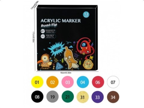 PISAKI AKRYLOWE 12 SZT MARKERY