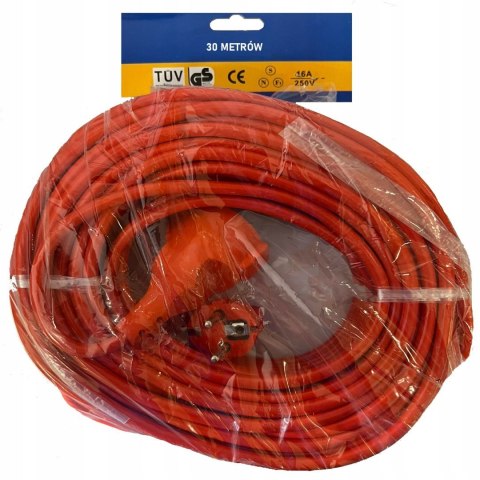 PRZEDŁUŻACZ OGRODOWY DO KOSIARKI GRUBY PRZEWÓD SZNUR BUDOWLANY KABEL 30m 2x