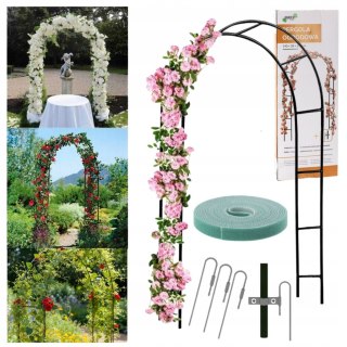 Pergola ogrodowa metalowa łuk uchwyt na róże kwiaty pnącza 240cm zielony