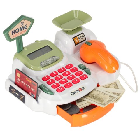 Kasa fiskalna dla dzieci supermarket sklep skaner kalkulator koszyk z akcesoriami 36 el.