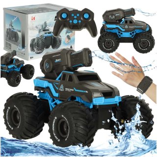 Samochód RC amfibia wodoodporny sterowany gestami ręką + 2 piloty niebieski