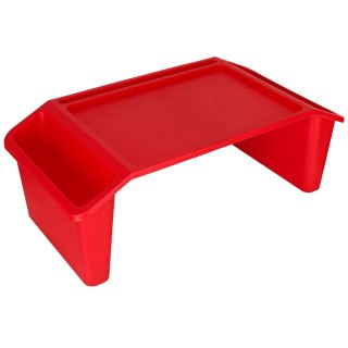 Stolik pod laptopa z organizerem podróżny samochodowy dla dzieci z kieszeniami śniadaniowy podstawka przenośny stabilny czerwony