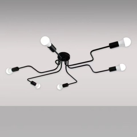Nowoczesna lampa sufitowa/ Żyrandol Industrialny - czarna, 6-ramienna
