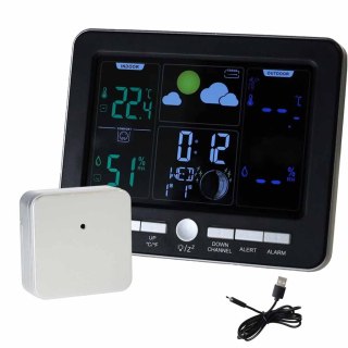 Stacja pogodowa pogody termometr higrometr zegar alarm USB