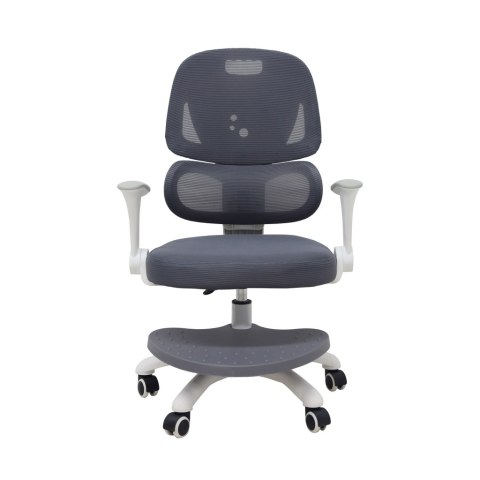Ergonomiczne Krzesło do Biurka dla Dziecka z Podnóżkiem – Szare | iROVEXO