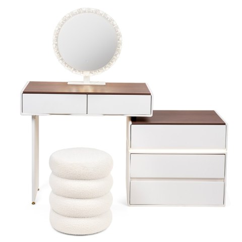 Toaletka kosmetyczna LED/ Komplet mebli blat 80 cm- Paula - kolor biały/orzech