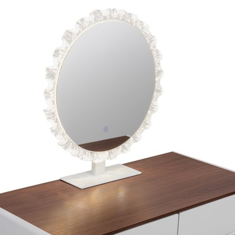 Toaletka kosmetyczna LED/ Komplet mebli blat 80 cm- Paula - kolor biały/orzech