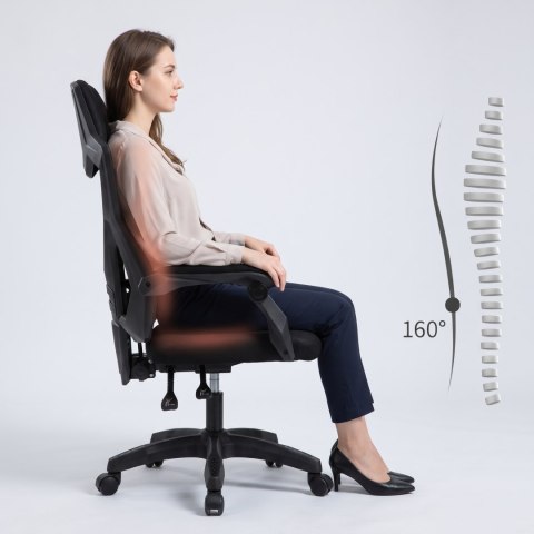 Ergonomiczny, obrotowy fotel biurowy, krzesło z zagłówkiem i podnóżkiem - czarny