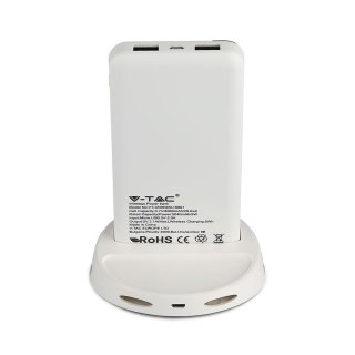 Power Bank V-TAC 8000mAh Indukcja Wyświetlacz Biały STOJAK