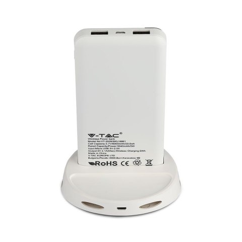 Power Bank V-TAC 8000mAh Indukcja Wyświetlacz Biały STOJAK