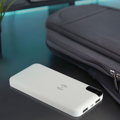 Power Bank V-TAC 8000mAh Indukcja Wyświetlacz Biały STOJAK
