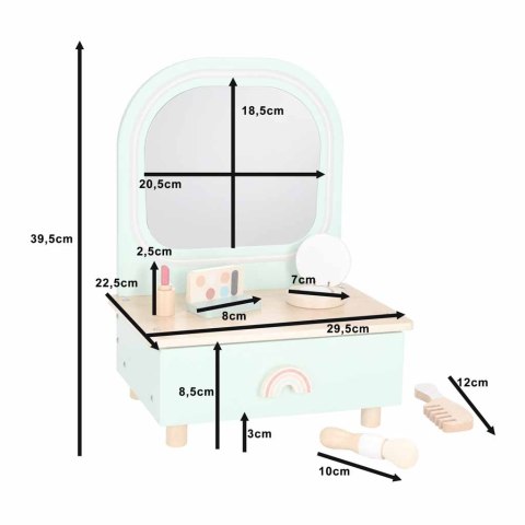 Toaletka drewniana LULILO mini dla dziewczynki z lustrem LED akcesoria