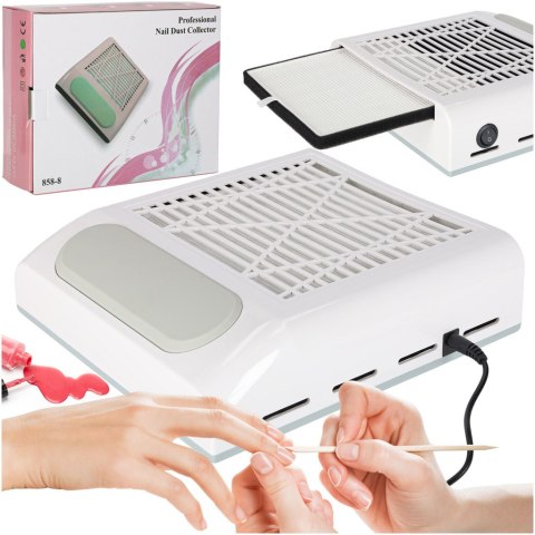 Pochłaniacz pyłu do paznokci manicure 80W filtr kasetowy bezworkowy