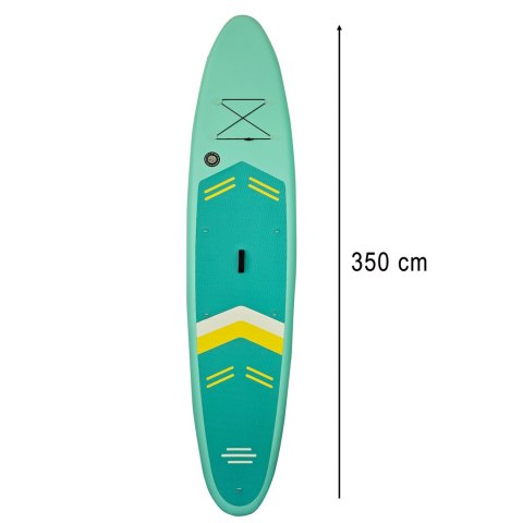 Deska SUP pompowana do pływania z siedzeniem akcesoriami wiosło zestaw turkusowa 350 cm