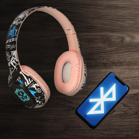 Słuchawki bezprzewodowe nauszne Bluetooth RGB Gaming Sport 200mAh różowe