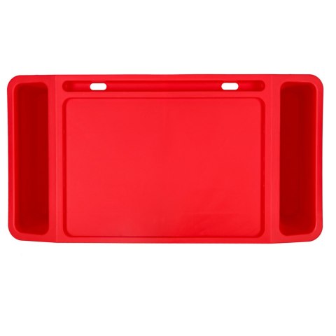 Stolik pod laptopa z organizerem podróżny samochodowy dla dzieci z kieszeniami śniadaniowy podstawka przenośny stabilny czerwony
