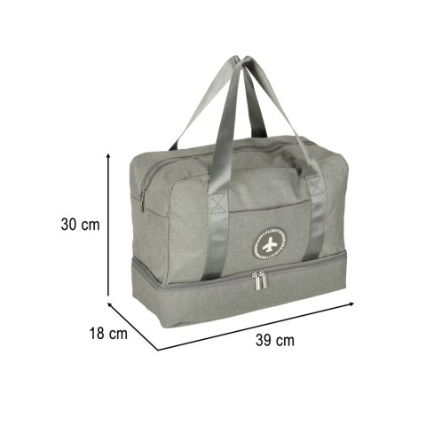 Torba podróżna bagaż podręczny do samolotu podróżna turystyczna pojemna uchwyt kieszenie 39x18x30 szara