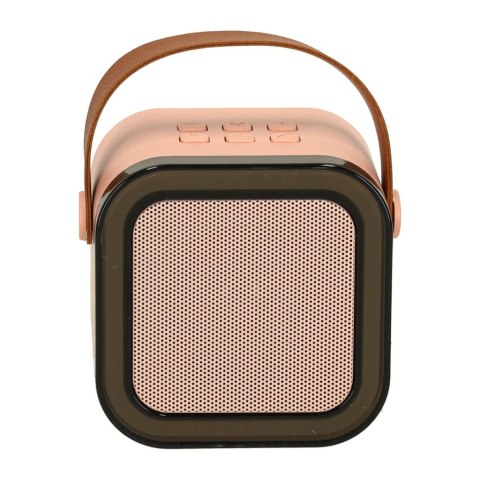 Zestaw do karaoke głośnik Bluetooth 2 mikrofony USB LED 6W różowy
