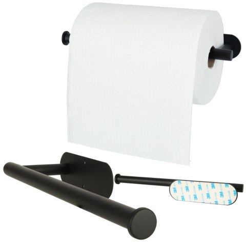 Uchwyt wieszak na papier ręcznik papierowy kuchenny taśma dwustronna mat loft czarny