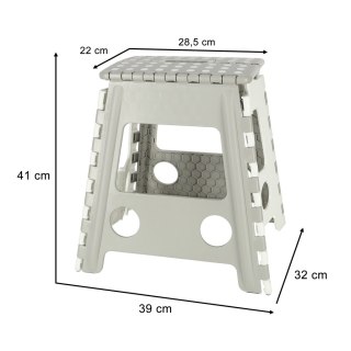 Stołek taboret składany antypoślizgowy wysoki 39,5 cm jasny szary