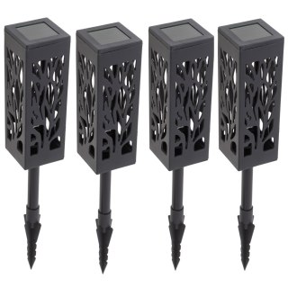 Lampa solarna ogrodowa ażurowa latarenka lamion LED czujnik zmierzchu wbijana 4szt.