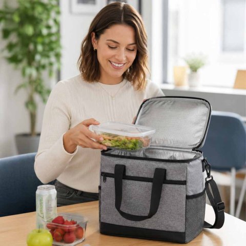 Torba termiczna na lunch jedzenie śniadaniowa izolacyjna 16L szara